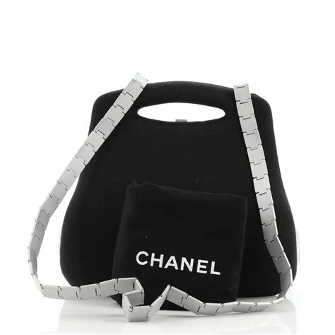 limited edition black wool chanel millennium 2005 bag